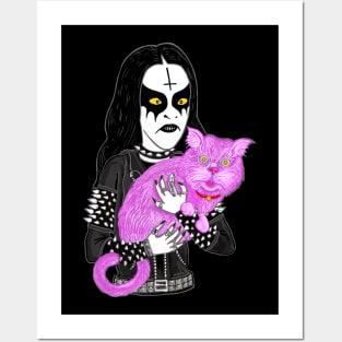 Metal Head with a Pink Cat 2020 Miskeldesign Posters and Art